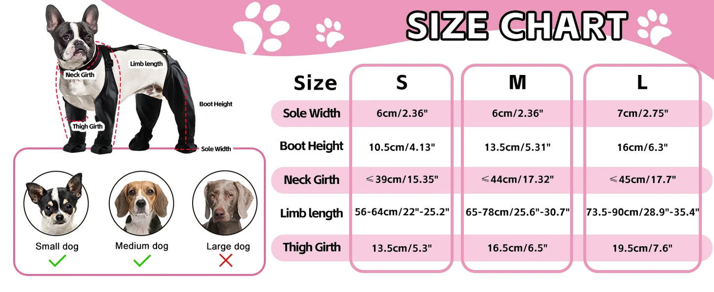 Dog Shoes Waterproof Adjustable Dog Boots Rain Day Pet Supplies Shoes For Dogs Outdoor Walking Soft French Bulldog Paws Protect