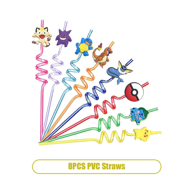 Pikachu Birthday Pokemon Party Decorations Pikachu Foil Balloons Disposable Tableware Plate Napkin Banner For Boy Party Supplies