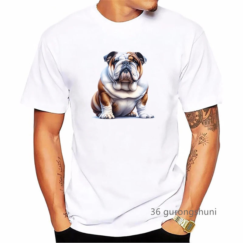 the BRITISH BULLDOG - British Bulldog Dog Animal Printed T-Shirt, Summer Fashion Short Sleeve T-Shirt