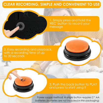 4/6 Pcs Dog Communication Buttons with Nonslip Mat Voice Recording Button for Pet Training Buzzer 30 Second Record Playback