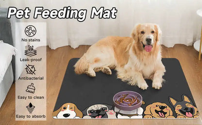 VIKAMA Cute Dog Anti-Dirt Pet Mat-Waterproof, Oil-Resistant, Food-Safe, Quick-Drying, Scratch-Resistant, Easy To Clean