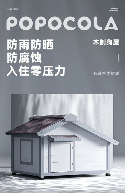 the DOG SHED - Rainproof and Cold-Proof Outdoor Doghouse Kennel, Winter Warm Large Dog Wooden Luxury Villa Doghouse