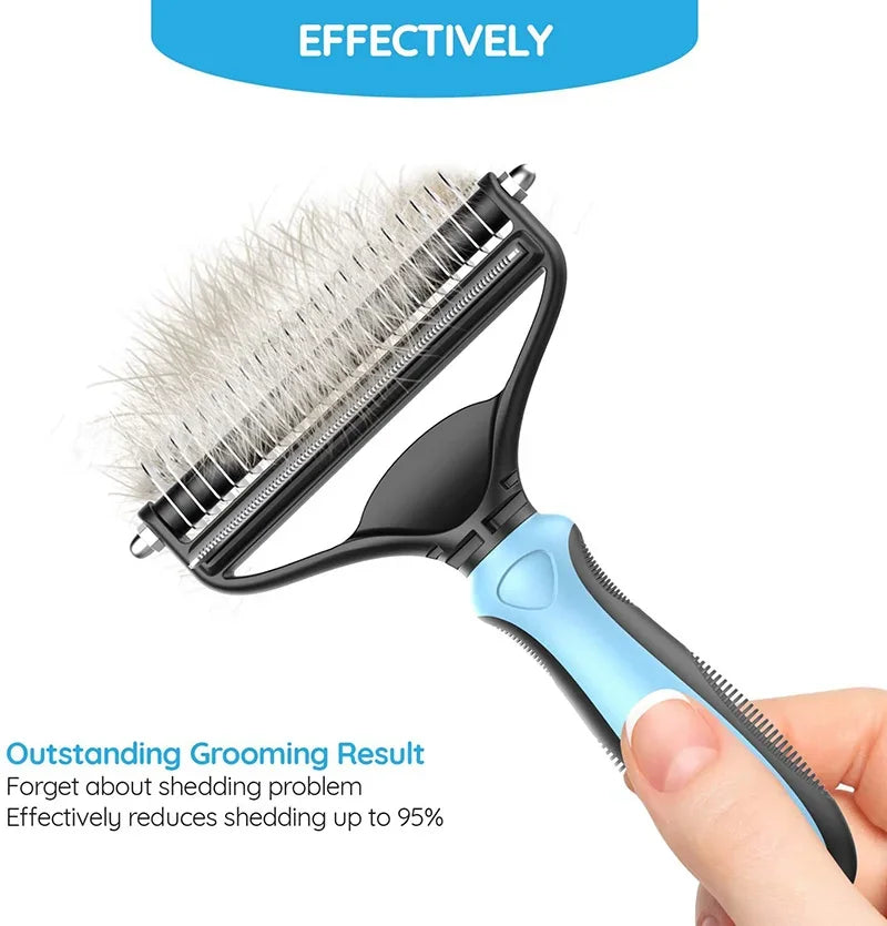 2In1 Professional Dog Combs Rake Safe Double-Sided Comfortable Handle Pet Grooming Brush For Dog Cat Remove Knots Tangles Easily