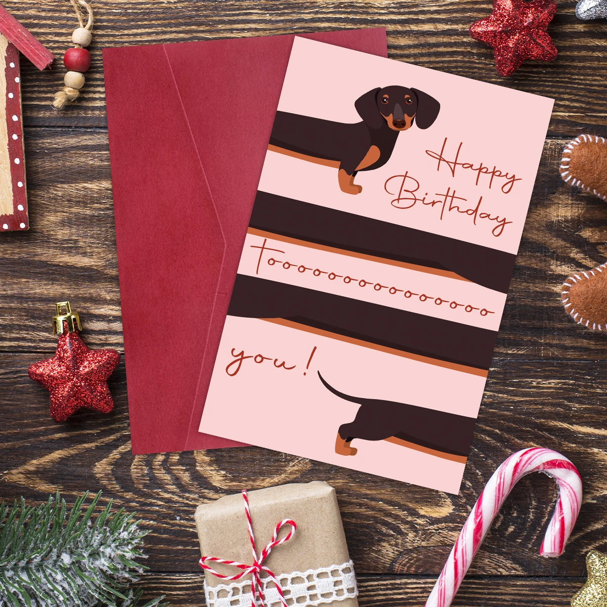 1pc Whimsical Dachshund Dog Happy Birthday Greeting Card With Envelope,For Dog Lovers,Friend,Blank Inside,Party Decor,Gift Card