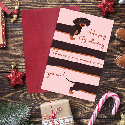 1pc Whimsical Dachshund Dog Happy Birthday Greeting Card With Envelope,For Dog Lovers,Friend,Blank Inside,Party Decor,Gift Card