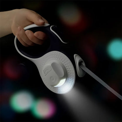 the TRAILMATE 3-IN-1 LEASH - 5M/8M Dog Leash with Poop Bag Dispenser, Automatic Roulette Tow Rope with Detachable LED Flashlight, Pet Puppy Collar Walking Lead