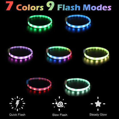 the GLOWGUARD COLLAR - USB Rechargeable Glowing Collar for Large and Small Dogs, LED Glowing Dog Collar - 9 Flashing Modes - Adjustable Soft Silicone Collar