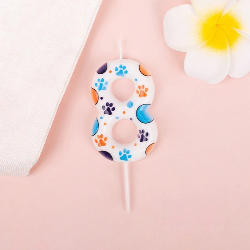 Cute Puppy Paw Print Number Birthday Candles, Suitable For Cake Decorations, Birthday Celebrations, Anniversary Commemorations