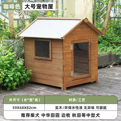the GOOD DOG DOGHOUSE - Large Dog Kennel, Outdoor Semi-Enclosed Kennel, Winter Outdoor Doghouse, Rainproof and Cold-Proof Luxury Dog Villa