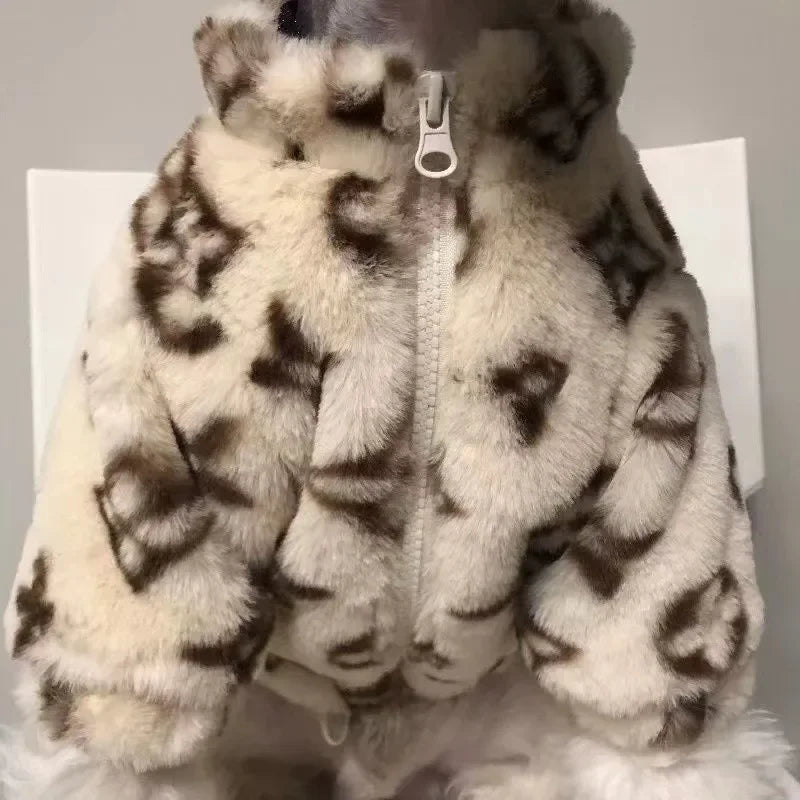 Winter Warm Dogs Coat Leopard Print Small Breed Dogs Clothes Fancy Luxury Coats Puppy Female Schnauzer Pet Clothing Supplies