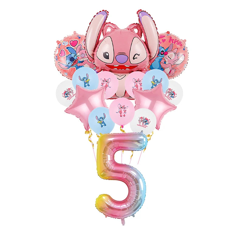 Disney Lilo Stitch Birthday Party Decoration Kids Stitch Theme Tableware Set Angel Balloons Happy Banner Supplies For Girl Favor