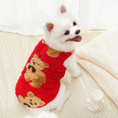 Cute Bear Plush Sweater for Small Dogs,Soft Fluffy Fleece Warm Puppy Pajamas Fuzzy Sleepwear Coat for Yorkie Chihuahua XS-XXL