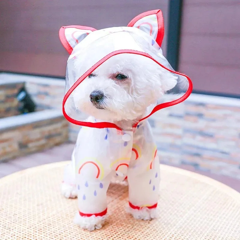 the RAINBOW RAINDROP - Dog Raincoat Waterproof Pet Clothes, Accessories Dogs Apparel, Small Clothing Hooded Raincoat for Dogs