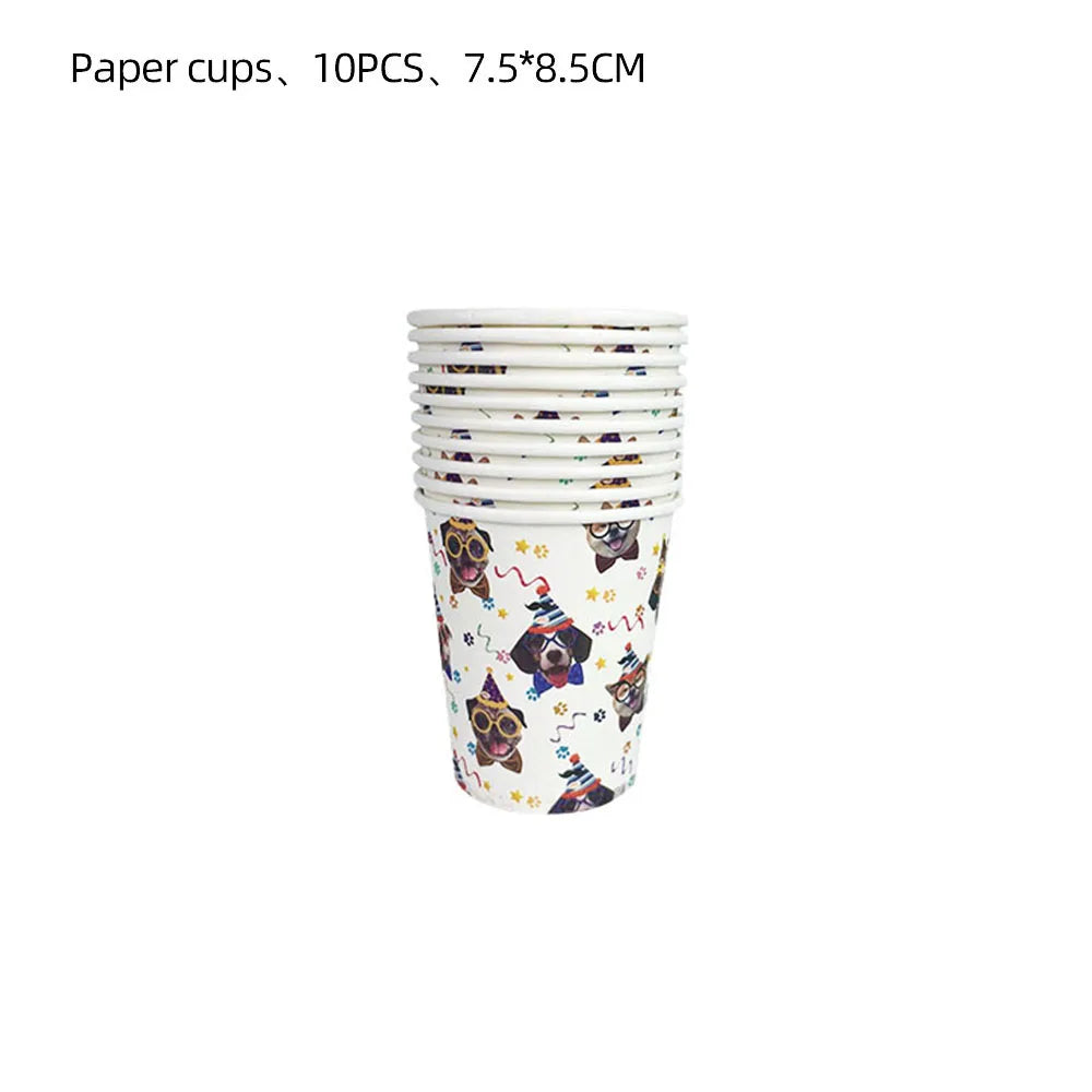 Dog Party Decoration Pet Party Tableware Plate Cup Napkin Tablecloth Birthday Party Banner