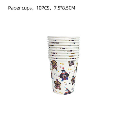 Dog Party Decoration Pet Party Tableware Plate Cup Napkin Tablecloth Birthday Party Banner