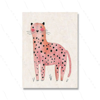 Funny Animals Lion Cheetah Dog Bear Skateboard Posters Prints Wall Art Canvas Nursery Pictures for Kids Girls Boys Room Decor