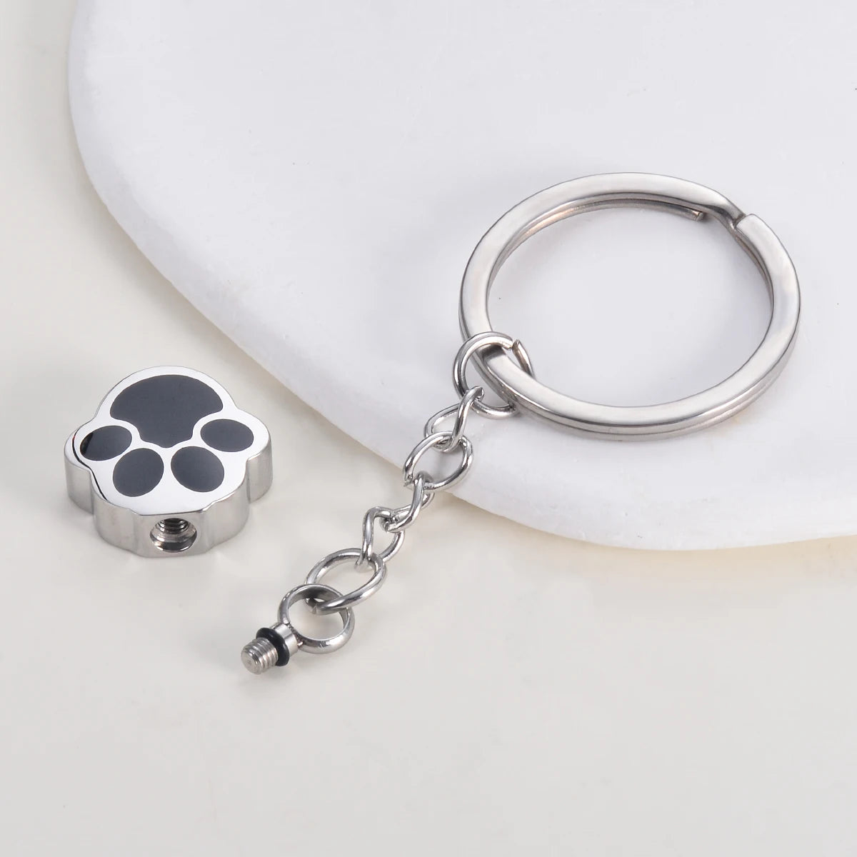 Pet Paw Print Urn Memorial keychain Wholesale Stainless Steel Key ring Memorial Keepsake Ashes Jewelry