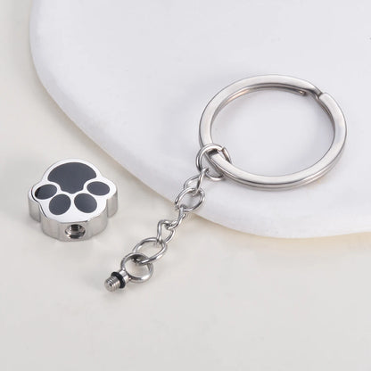 Pet Paw Print Urn Memorial keychain Wholesale Stainless Steel Key ring Memorial Keepsake Ashes Jewelry