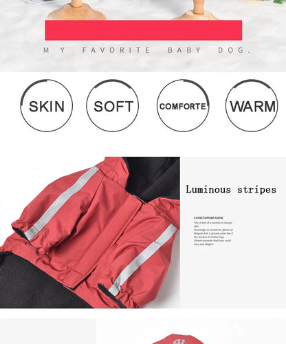 the REFLECTIVE ROVER JACKET - Reflective Pet Clothes, Autumn/Winter Pet Dog Waterproof Warm Coat, Cotton Hooded Jacket, The Dog Face Small Dog Clothes