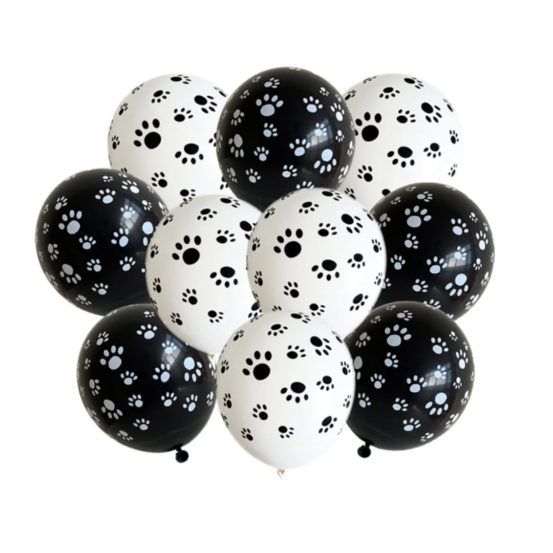 10pcs 12inch White Black Ballons Dog Cat Animals Pet Paws Latex Balloons Happy Birthday Party Baby Shower Decoration Kids Toy