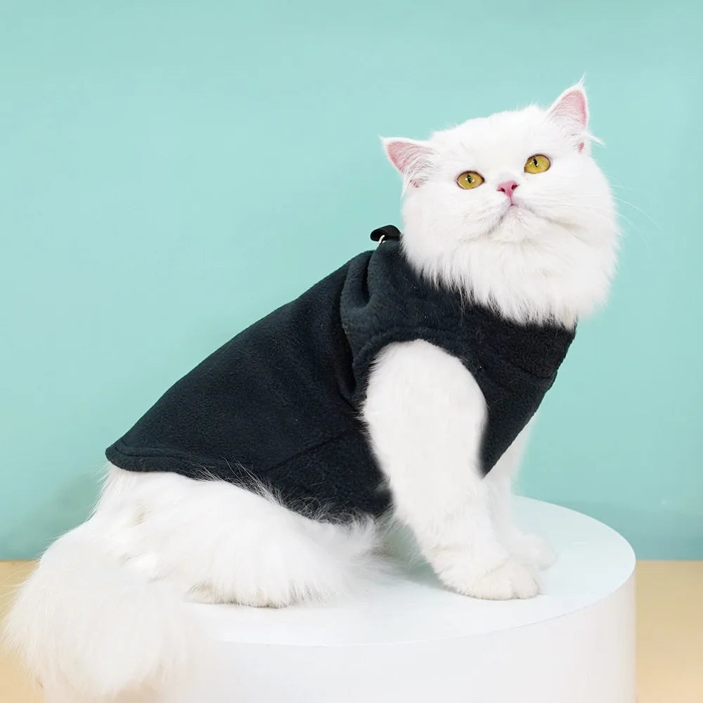 Pet Fleece Vest with Soft and Warm Fleece Sleeveless Design Unconstrained Forelimbs Autumn and Winter Warm Pet Clothing