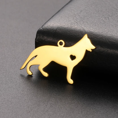 5 pieces/batch Cute Sausage Dog Wolf Pendant Stainless Steel DIY Earrings Bracelet Jewelry Fashion Jewelry Making