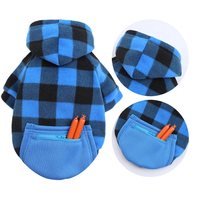 Autumn and Winter Warm Pockets Zipper Small Medium and Large Dog Clothes Pet Cat Teddy Bathroom Clothing Supplies