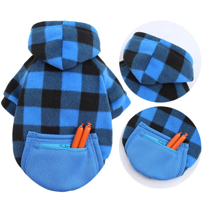 Autumn and Winter Warm Pockets Zipper Small Medium and Large Dog Clothes Pet Cat Teddy Bathroom Clothing Supplies
