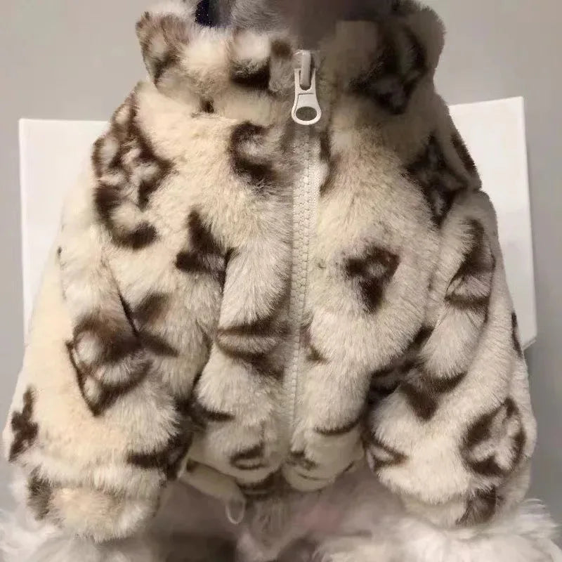 Winter Warm Dogs Coat Leopard Print Small Breed Dogs Clothes Fancy Luxury Coats Puppy Female Schnauzer Pet Clothing Supplies