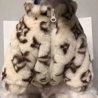 Winter Warm Dogs Coat Leopard Print Small Breed Dogs Clothes Fancy Luxury Coats Puppy Female Schnauzer Pet Clothing Supplies