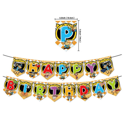 Dog Man Theme Party Cute Cartoon Animals Pet Happy Birthday Party Decor Set Latex Balloon Paw Dogman Cake Topper Banner Flag Toy