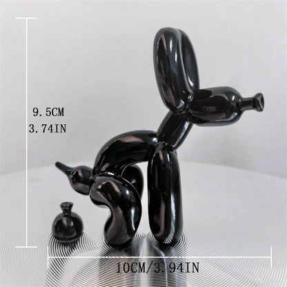 Cute Balloon Dog Puppy Poop Statue Resin Animal Sculpture Home Decor Resin Craft Office Decor