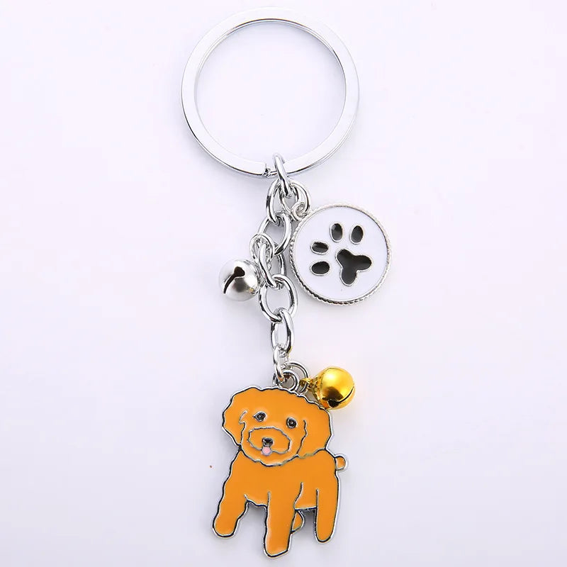 New Popular Cute Metal Dog Key Chain Car For Women Pendant Pet Dog Bell Keychains Jewelry Car Key Ring Party Gift K5222