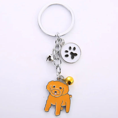 New Popular Cute Metal Dog Key Chain Car For Women Pendant Pet Dog Bell Keychains Jewelry Car Key Ring Party Gift K5222