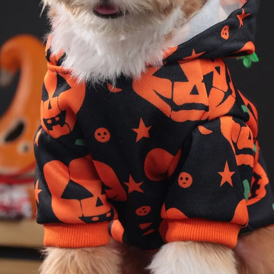 Fashion Cute Halloween Pet Clothes Cool Costume Cosplay Pet Clothing Soft Comfort Dog Cat Pumpkin Hoodie