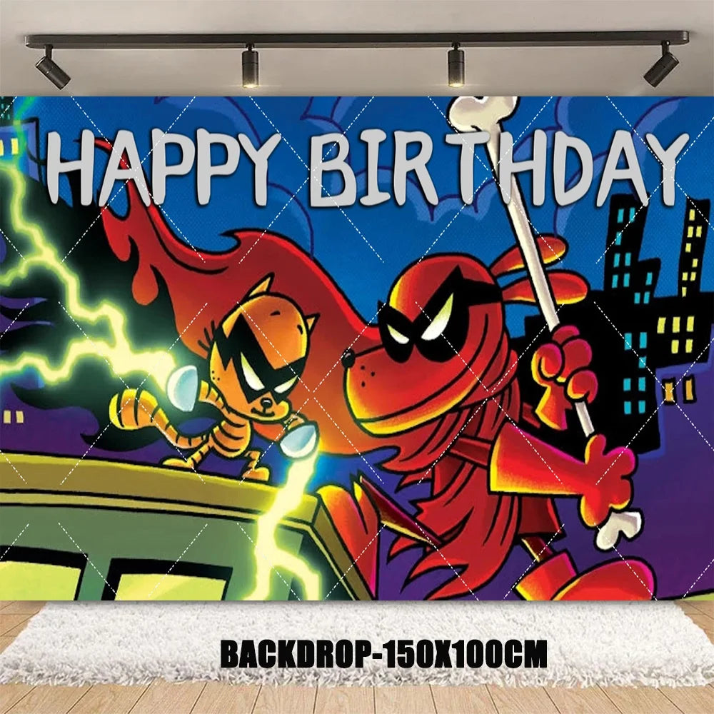 Cartoon DOGS MAN Theme Birthday Party Supplies Decoration Best Friend Balloon Banner Backdrop Cupcake Topper for Kids Child Gift