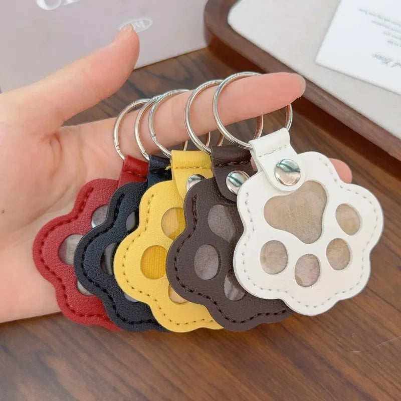 Pet Hair Memorial Keychain PU Leather Keepsake Locket for Cat Dog Fur Collection Memorial Keyring Gifts Decoration Accessories