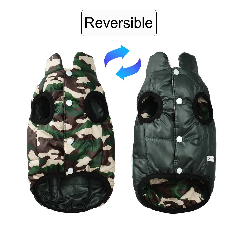 Reversible Winter Warm Dog Clothes Windproof Pet Vest Jacket For Small Medium Dogs Cats Chihuahua French Bulldog Yorkshire Coat