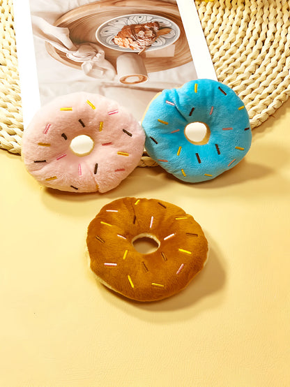 the BARKNUT PLUSH DONUT - 1 Plush Donut Pet Toy, Interactive Toy for Gnawing and Playing, Teddy Dog/Cat Love It