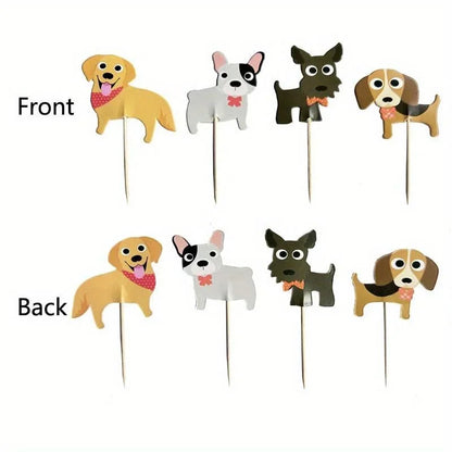 24Pcs Dog Face Cupcake Toppers  Cake Topper Puppy Birthday Garland Pet Theme Party  Decorations Supplies