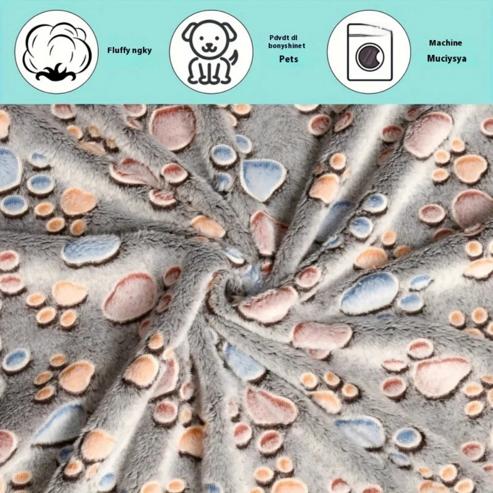 3PCS Soft Flannel Fleece Cat Dog Blanket Bed Mats Paw Foot Print Warm Pet Blanket Sleeping Beds Cover Mat For Pets Supplies