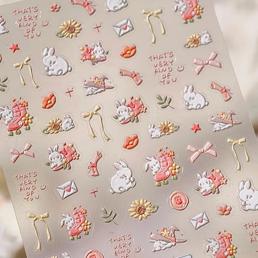 Colorful Balloon Cute Puppy Flower Cherry Bowknot Love Happy Dog Animal Self Adhesive Nail Art Sticker Decoration Manicure Decal