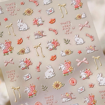 Colorful Balloon Cute Puppy Flower Cherry Bowknot Love Happy Dog Animal Self Adhesive Nail Art Sticker Decoration Manicure Decal