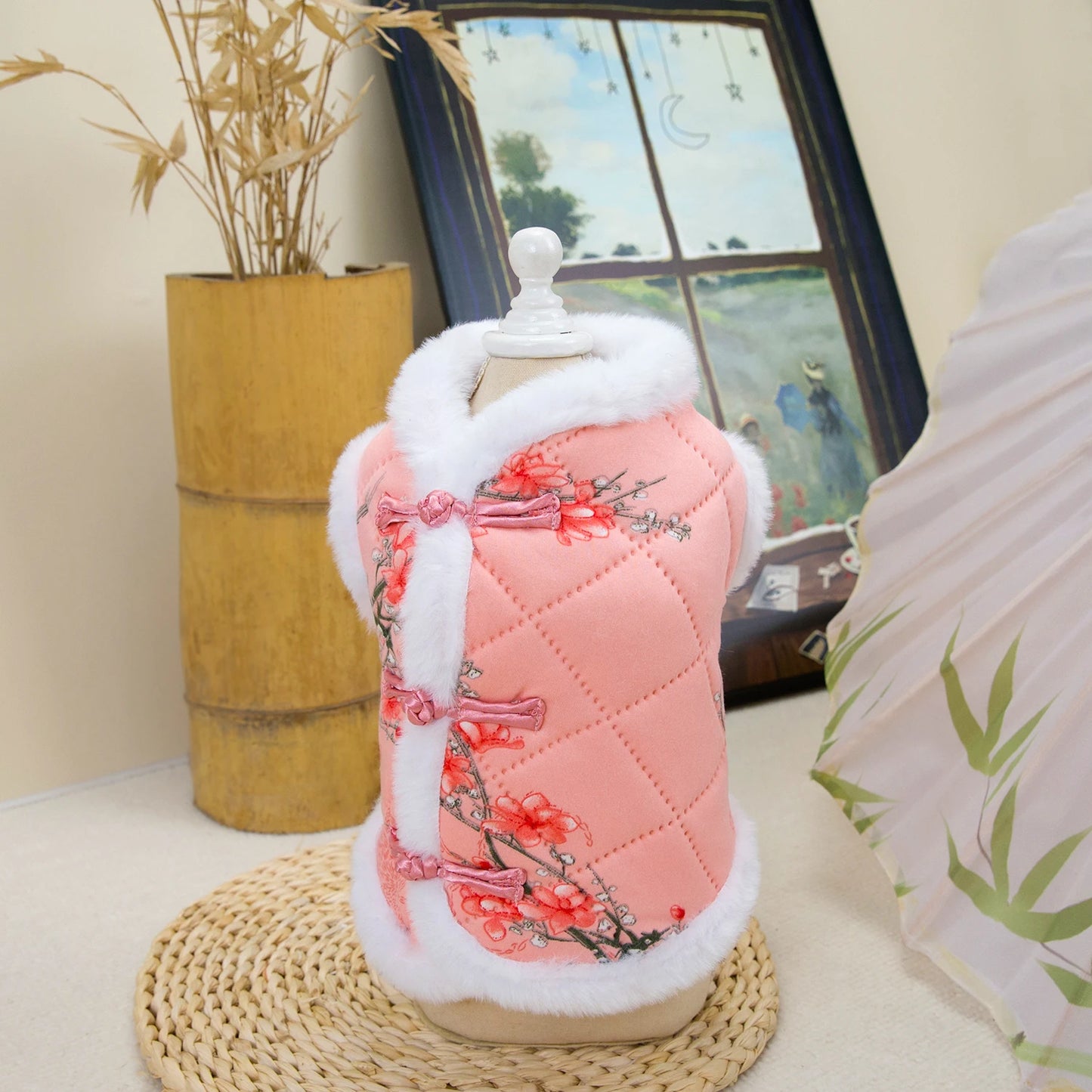 New Year Chinese Style Pet Dog Tang Suit  Warm Pet Vest Clothes Festival Small Dogs Winter Jacket Dog Costume Outfits