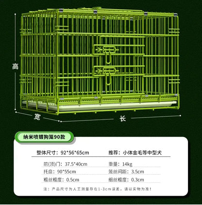 t‌he GREEN MACHINE - Heavy-Duty Foldable Dog Crate with Toilet - Reinforced for Small/Medium/Large Breeds, Indoor Pet Cage with Removable Tray