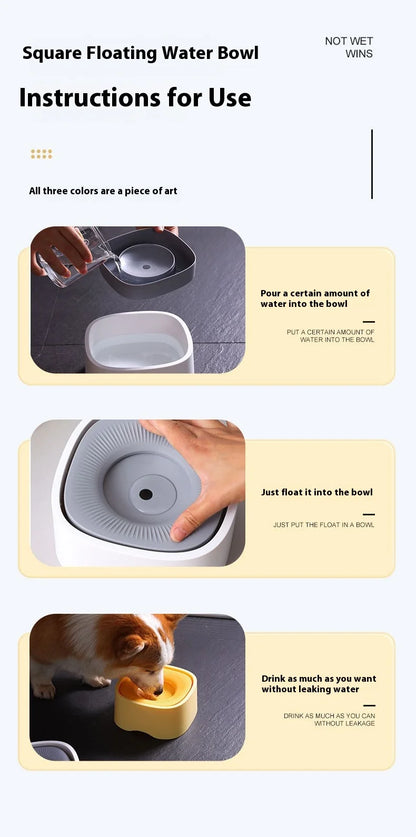 Anti-Splash Pet Water Bowl - No Mess Drinking Dish for Cats & Dogs with Floating Design Keeps Chin Dry Easy Clean