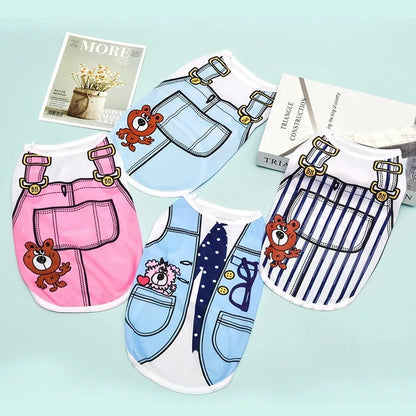 Quick-drying Yorkie Dog Vest Dog Tank Top Summer/Spring Cartoon Hoodie Chihuahua Dog Clothes French Bulldog Puppy Dogs/Cat Shirt