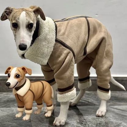 Winter Brown Jacket for Dogs Elegant Adjustable Thick Cotton Coat For Italy Greyhound Windproof Warm Jacket for Whippet