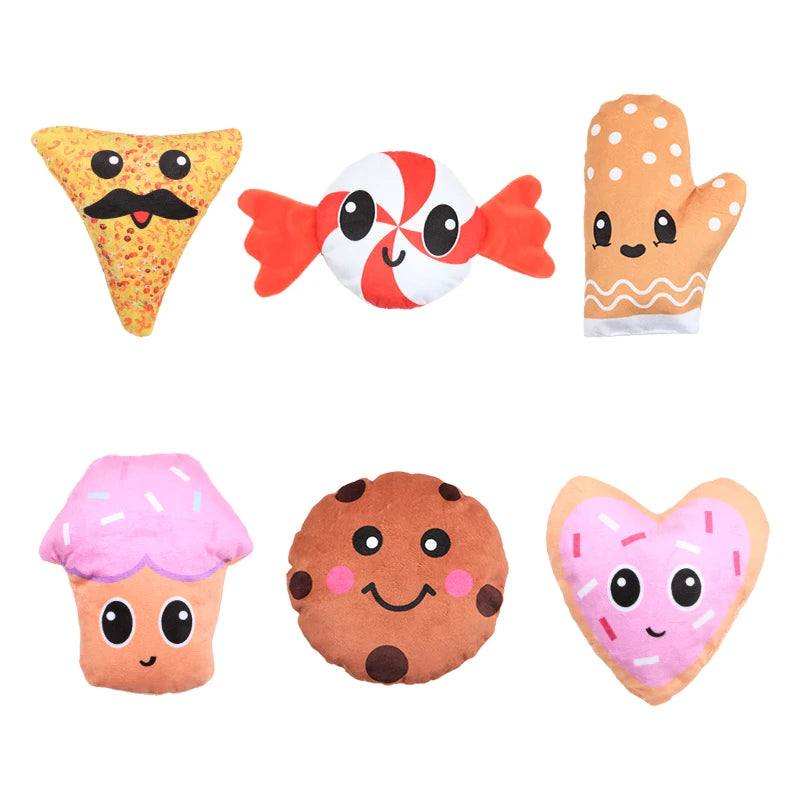 Afternoon tea dessert series sound plush dog toys containing loud paper tape BB called interactive play pet supplies