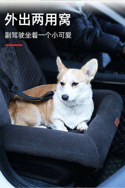 Pet car seat bed cat dog kennel removable washable outdoor car seat cushion safe comfortable suitable for both home travel use